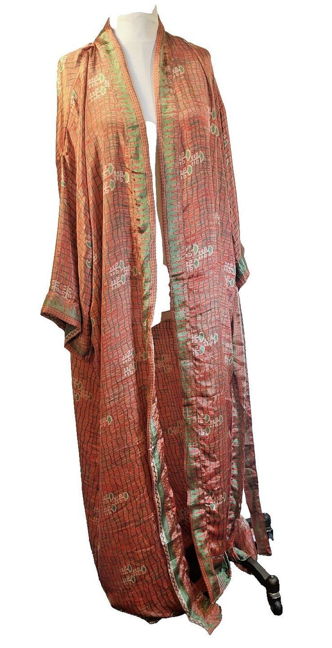 Gorgeous Silk Robe Made From Recycled Saris Kimono Style One Size